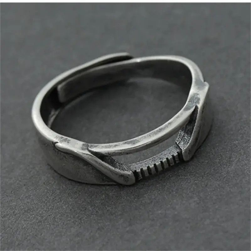 Jewelry × Vintage S925 Ring Male Index Finger Hollow Lines Design Ring Size ONE SIZE - 3 Thumbnail