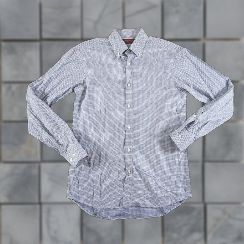 Etro VINTAGE ETRO Men's Button-Up Shirt Long Sleeve Collared Cotton Blue Preppy 38 Italy Size US M / EU 48-50 / 2 - 1 Thumbnail