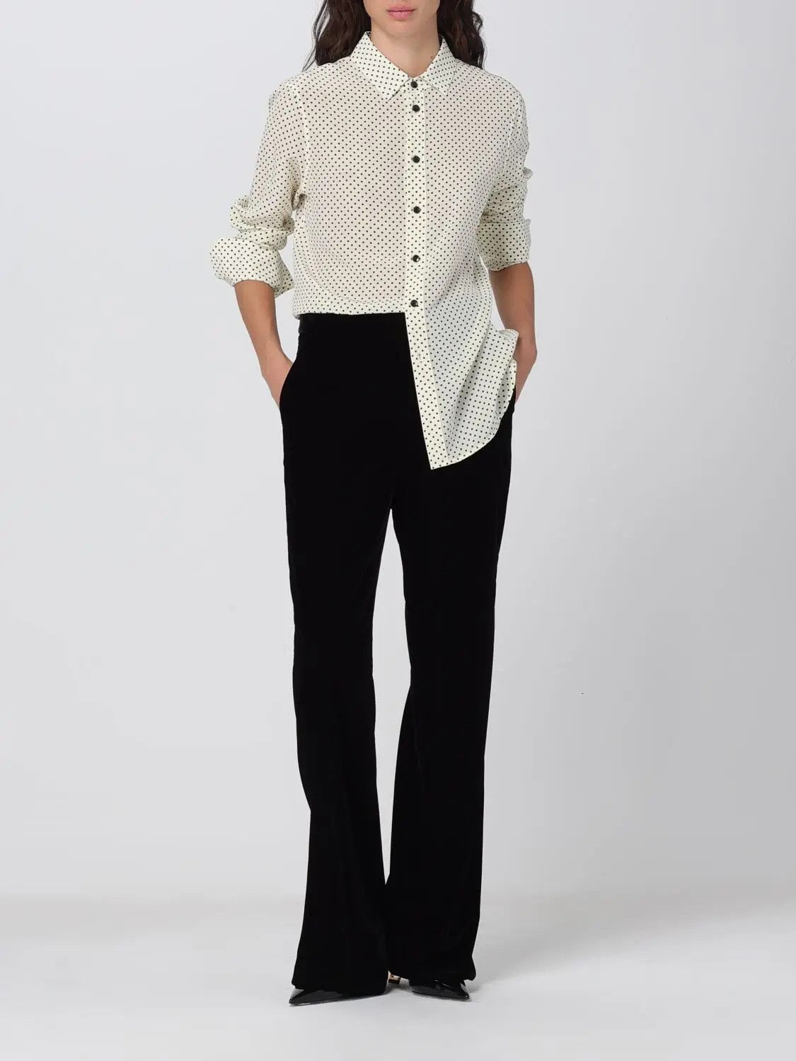 Saint Laurent Paris o1s1wg110225 710448 Classic Shirt Dotted Crepe de Chine Size XS / US 0-2 / IT 36-38 - 6 Thumbnail
