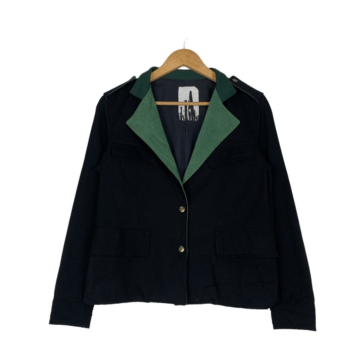 Japanese Brand OKIRAKU Double Collar Belted Pea Jacket #0957-C42 Size S / US 4 / IT 40 - 1 Thumbnail