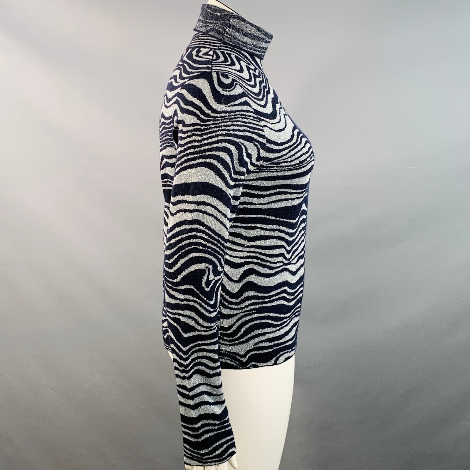 Sies Marjan Silver Navy Cashmere Blend Marbled Turtleneck Pullover Size US L / EU 52-54 / 3 - 3 Thumbnail