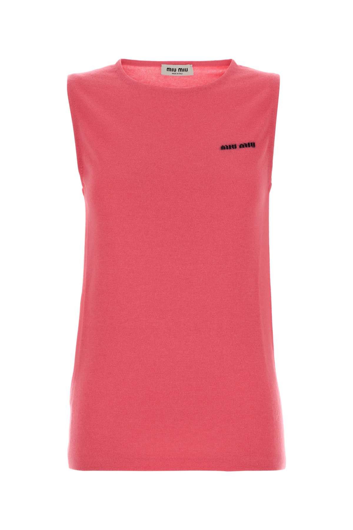 Miu Miu Fluo Pink Cashmere Blend Vest Size S / US 4 / IT 40 - 1 Thumbnail