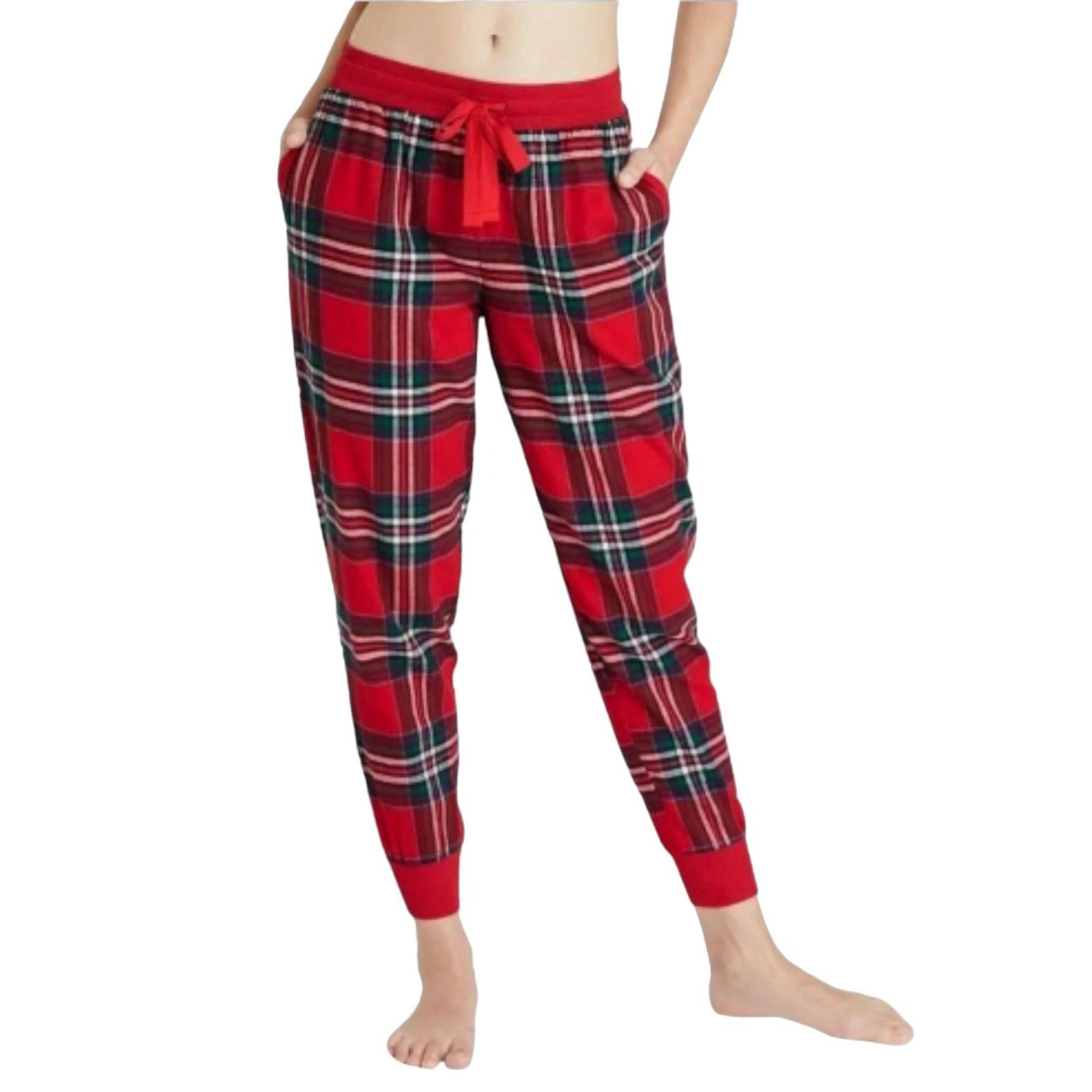 Other Stars Above - Women's Red Plaid Jogger Pajama Pants - Red - Size 26" / US 2 / IT 38 - 1 Thumbnail
