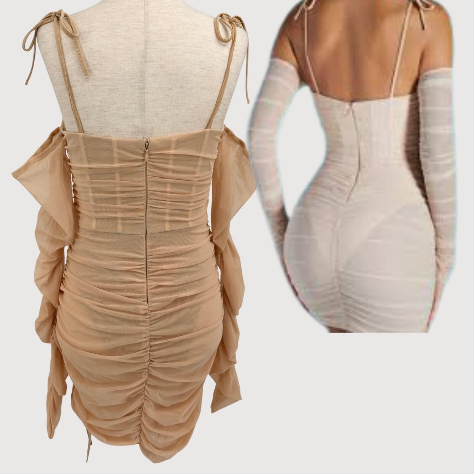 Other Oh Polly Amiens Mesh Mini Dress Sand 6 Size M / US 6-8 / IT 42-44 - 3 Thumbnail