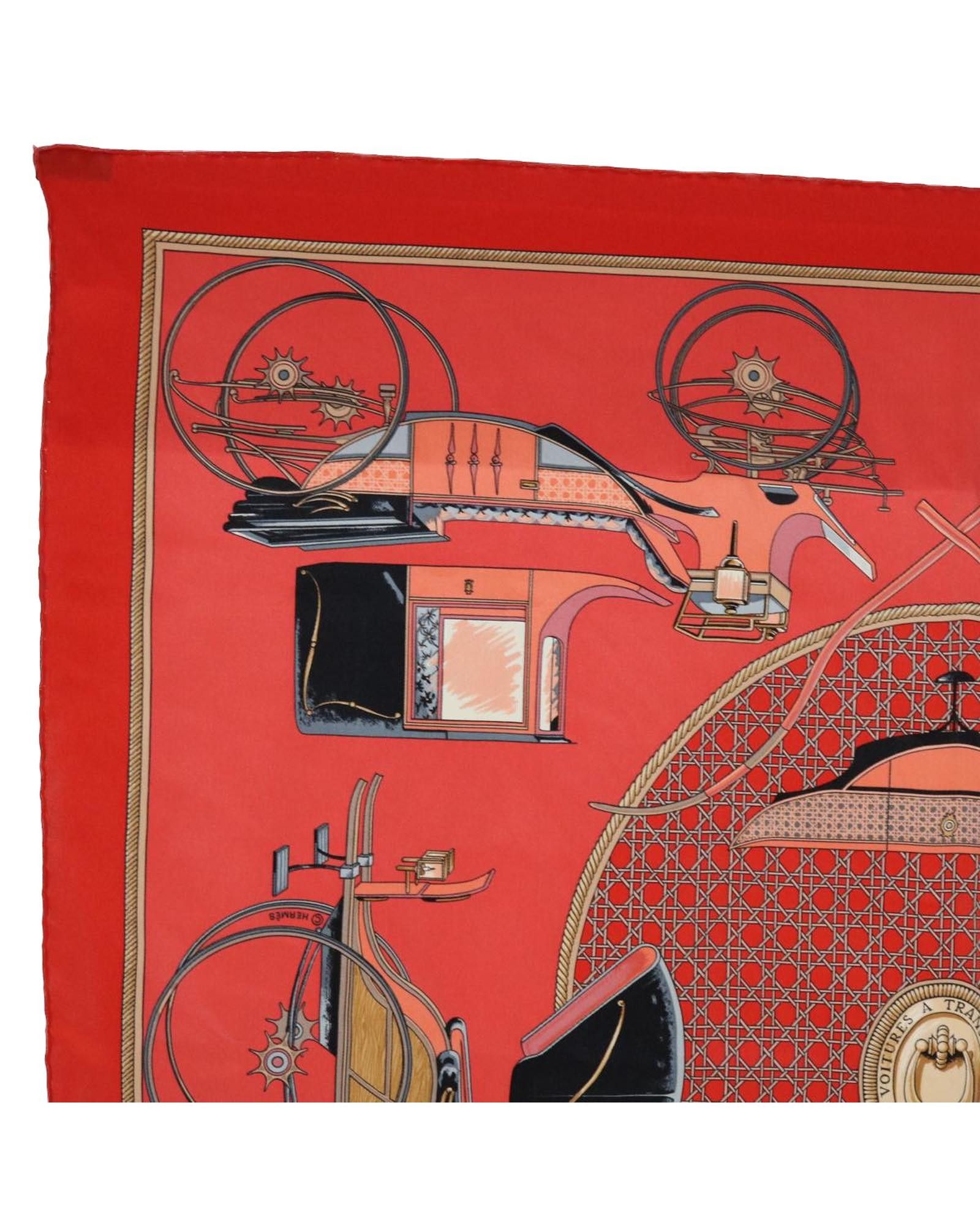 image of Hermes Luxury Red Silk Scarf, Women's