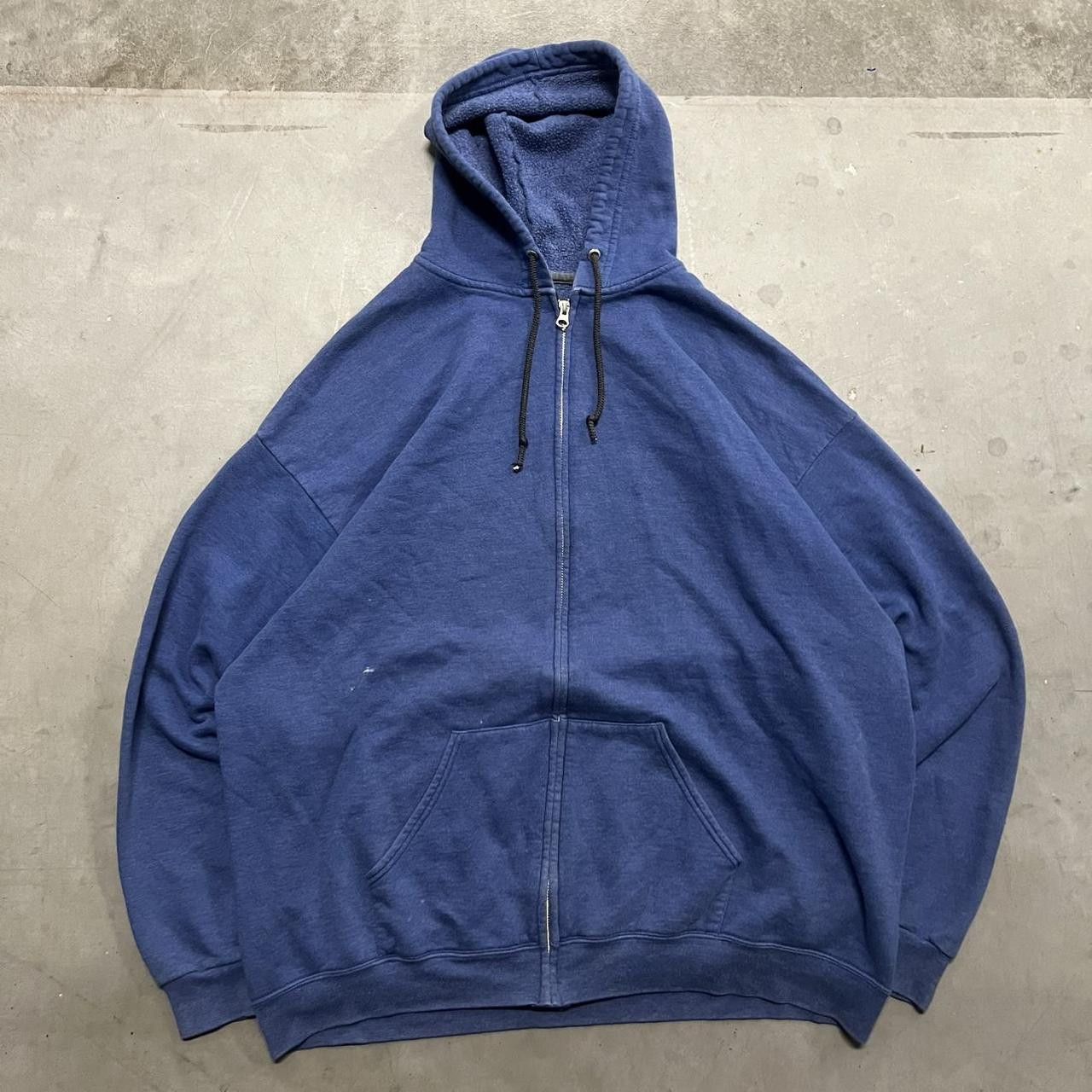 Japanese Brand × Vintage Vintage Y2K/2000s Blank Blue Zipup Hoodie! Size US XXL / EU 58 / 5 - 1 Thumbnail