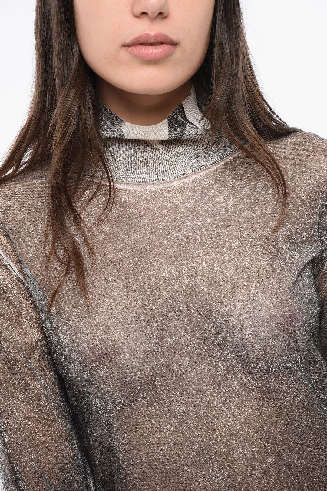 Maison Margiela og1mm0825 Turtleneck Silk Lightweight Sweater in Grey Size M / US 6-8 / IT 42-44 - 2 Thumbnail