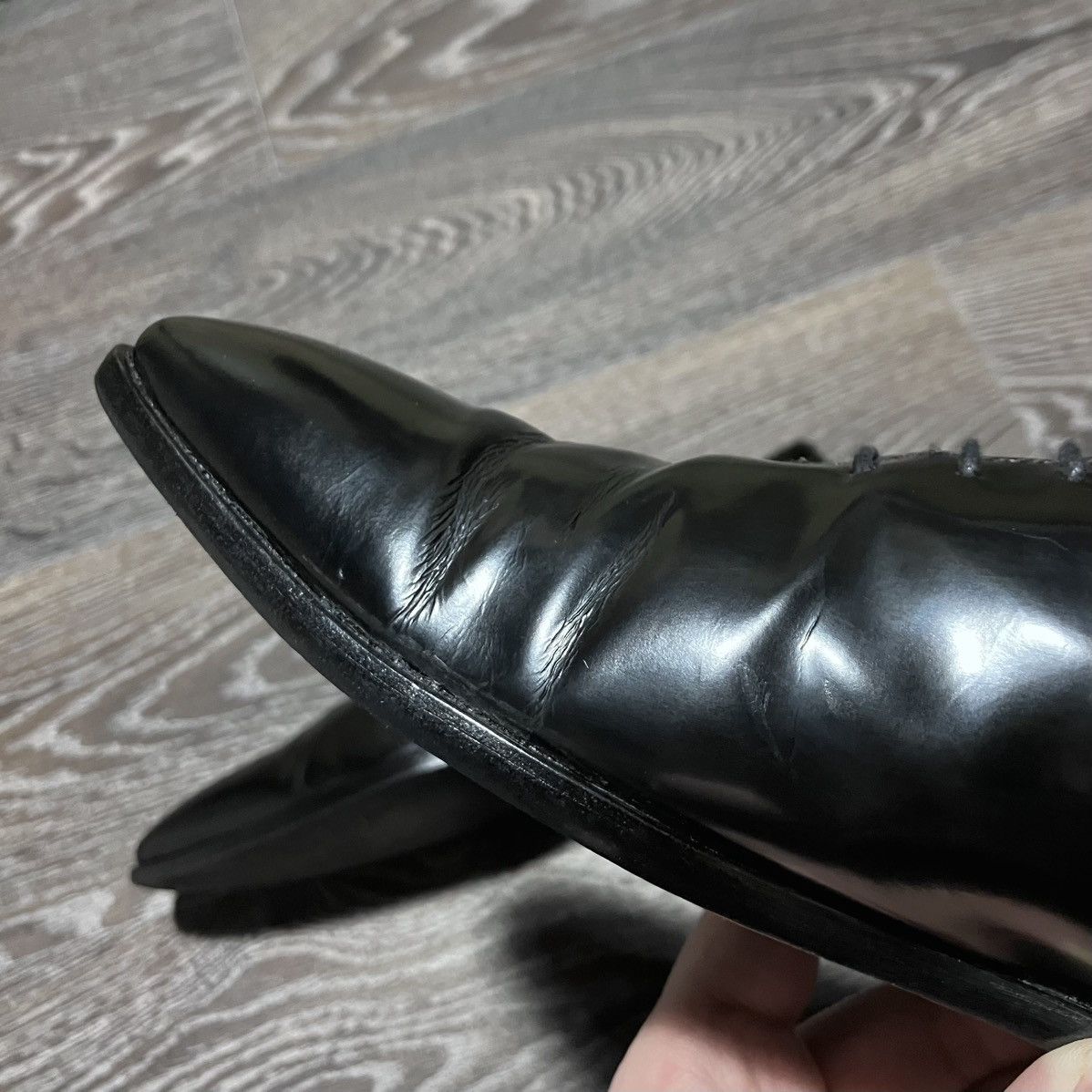 Prada Vintage PRADA Men’s Patent Leather Oxford Black Dress Shoes Size US 7.5 / EU 40-41 - 15 Thumbnail