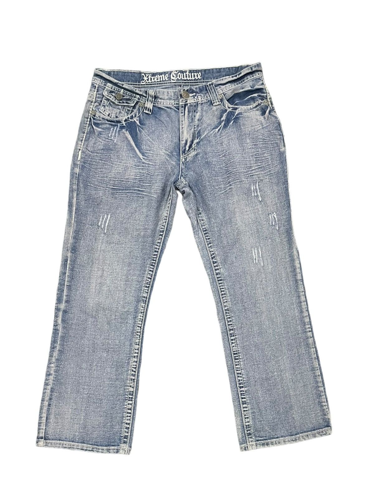 If Six Was Nine Xtreme Couture Cross Pocket Jeans Size US 35 - 10 Thumbnail