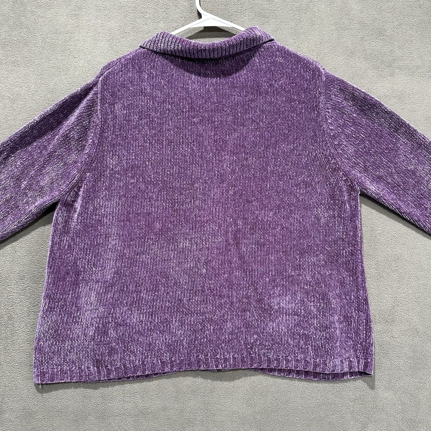Vintage VINTAGE Bobbie Brooks Sweater Womens Medium Purple Cable Knit Full Zip 90s READ Size XL / US 12-14 / IT 48-50 - 2 Thumbnail