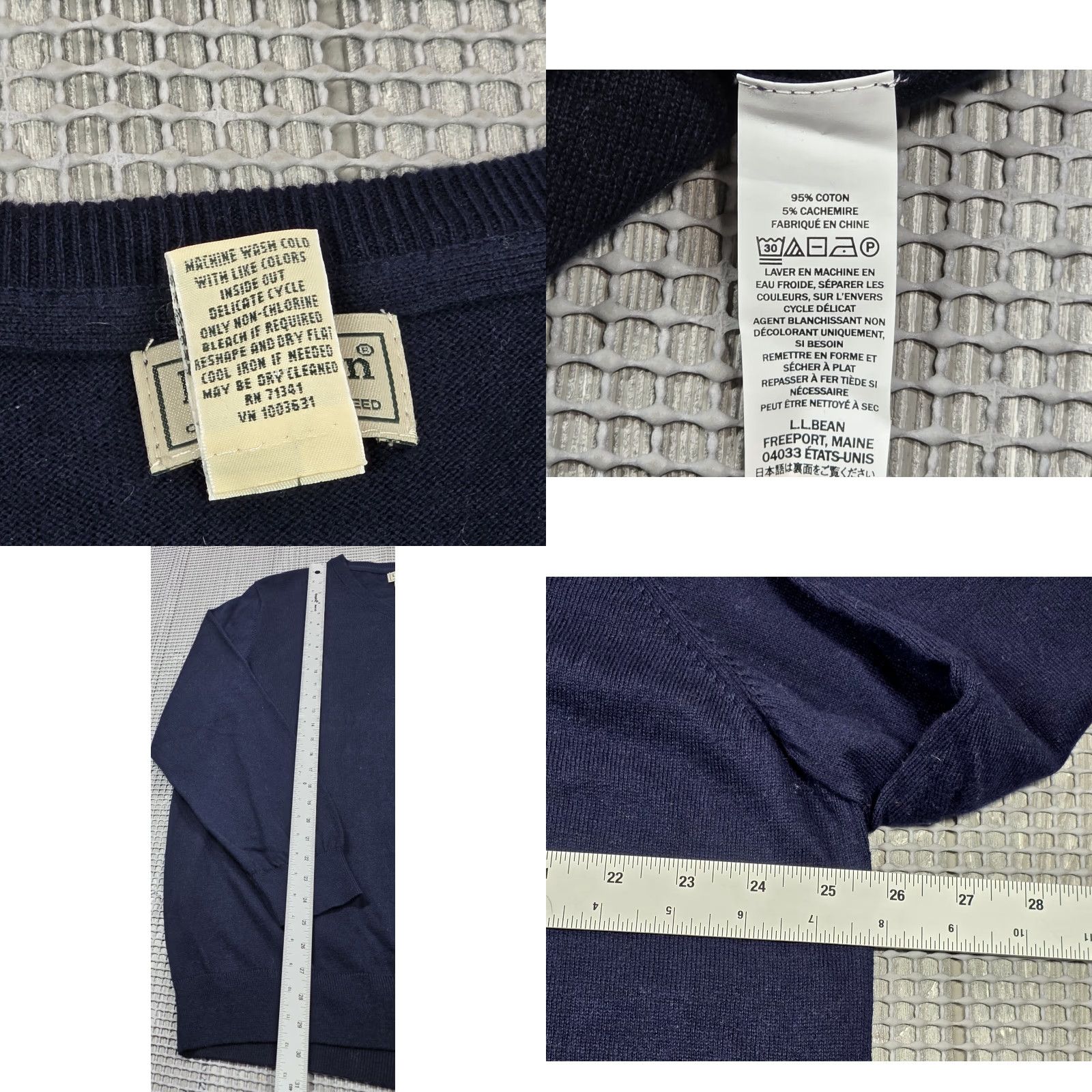 Vintage LL Bean Sweater Mens 2XL Blue Pullover V-Neck Knit Long Sleeve Cashmere Blend Size US XXL / EU 58 / 5 - 8 Thumbnail