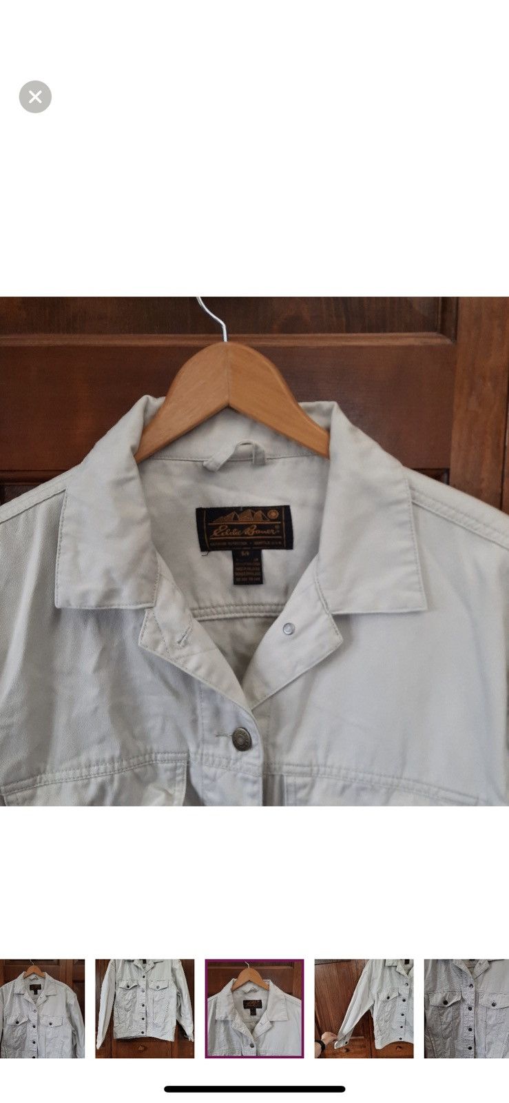 Eddie Bauer White Denim Jean Jacket Oversized Women’s Small Size S / US 4 / IT 40 - 2 Thumbnail