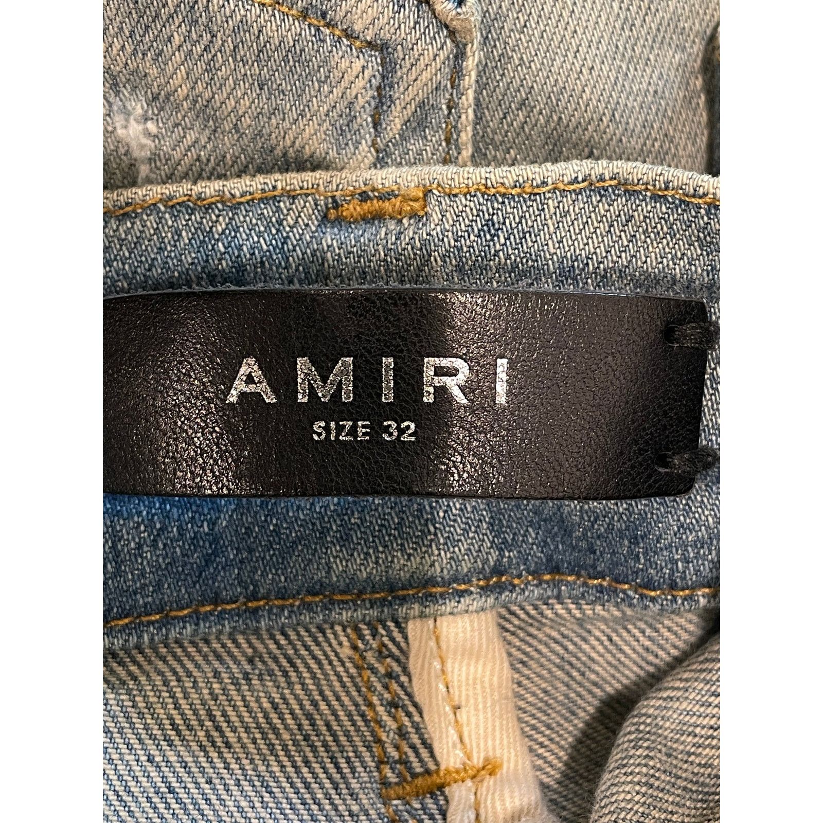 Amiri Amiri White Side Logo Light Wash Blue Jeans Size US 32 / EU 48 - 11 Thumbnail