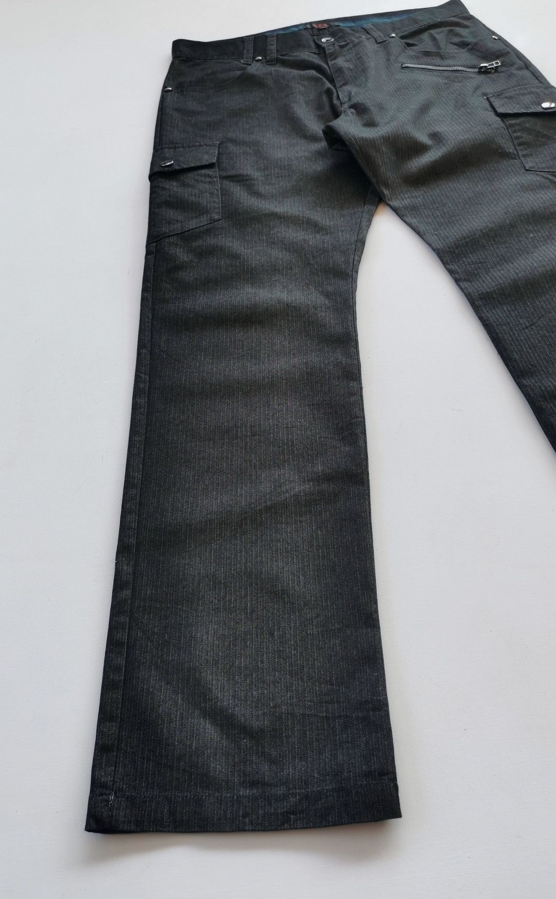 Japanese Brand Avail Japan Striped Zipper Cargo Pants Size US 33 - 3 Thumbnail