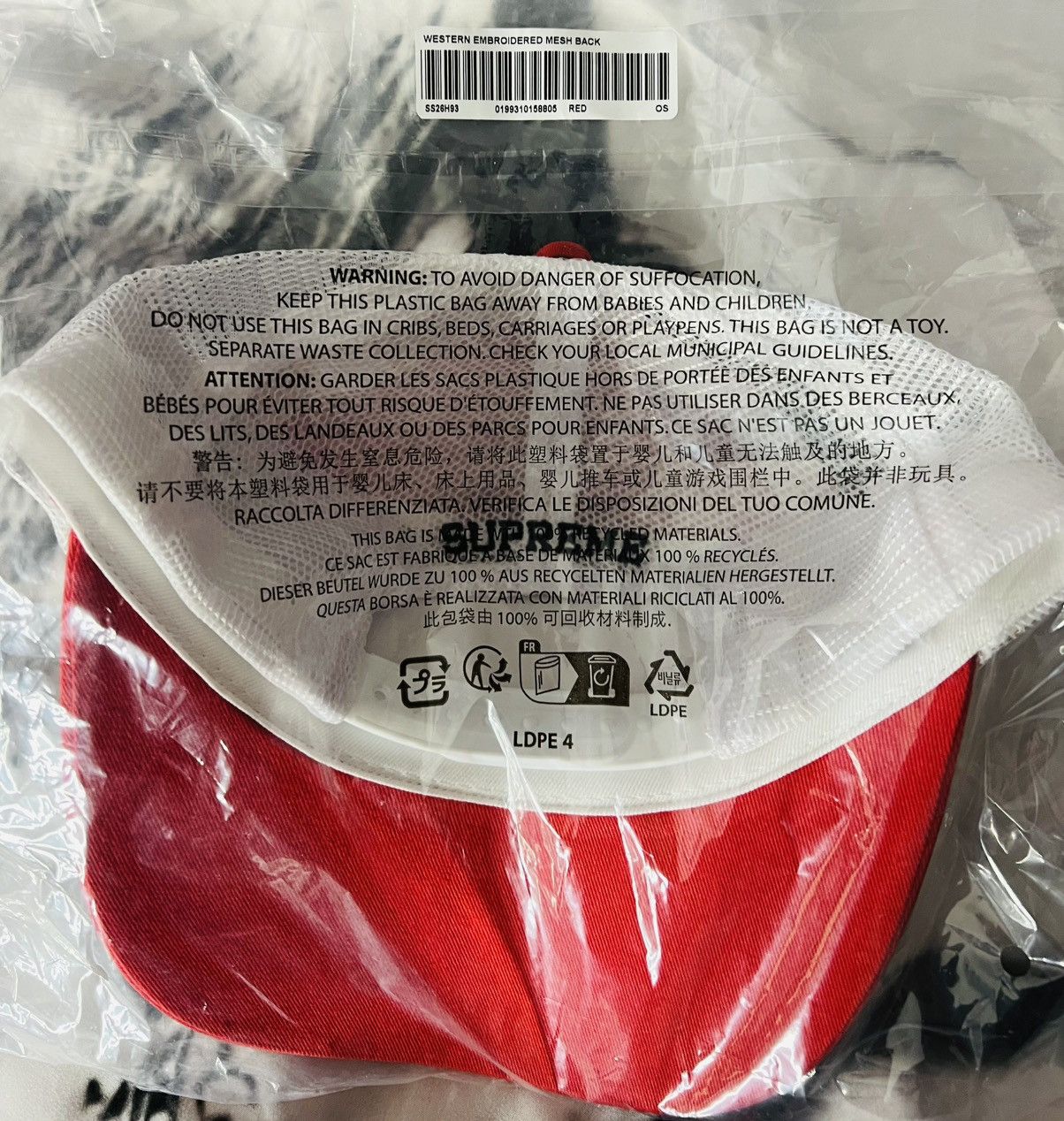 Supreme Western Embroidered Mesh Back-Red