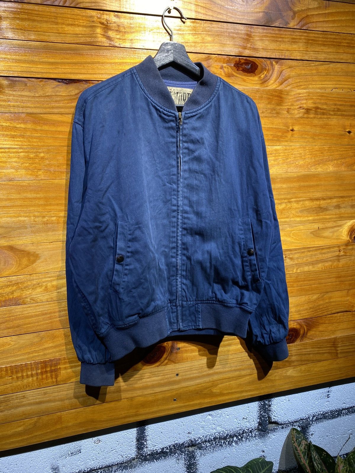 Japanese Brand Vintage Men’s Flandre Navy Bomber Jacket 100% Cotton, Japan Size US M / EU 48-50 / 2 - 5 Thumbnail