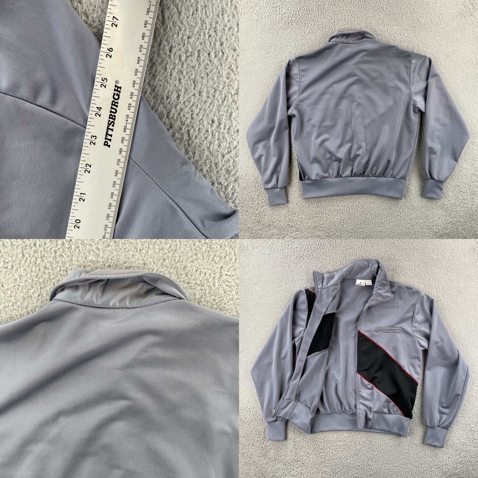 Jockey VINTAGE Jockey Men’s Medium Track Jacket Polyester 80s 90s Sopranos Style Silver Jacket Mens Medium Track Suit Jacket Size 40R - 9 Thumbnail