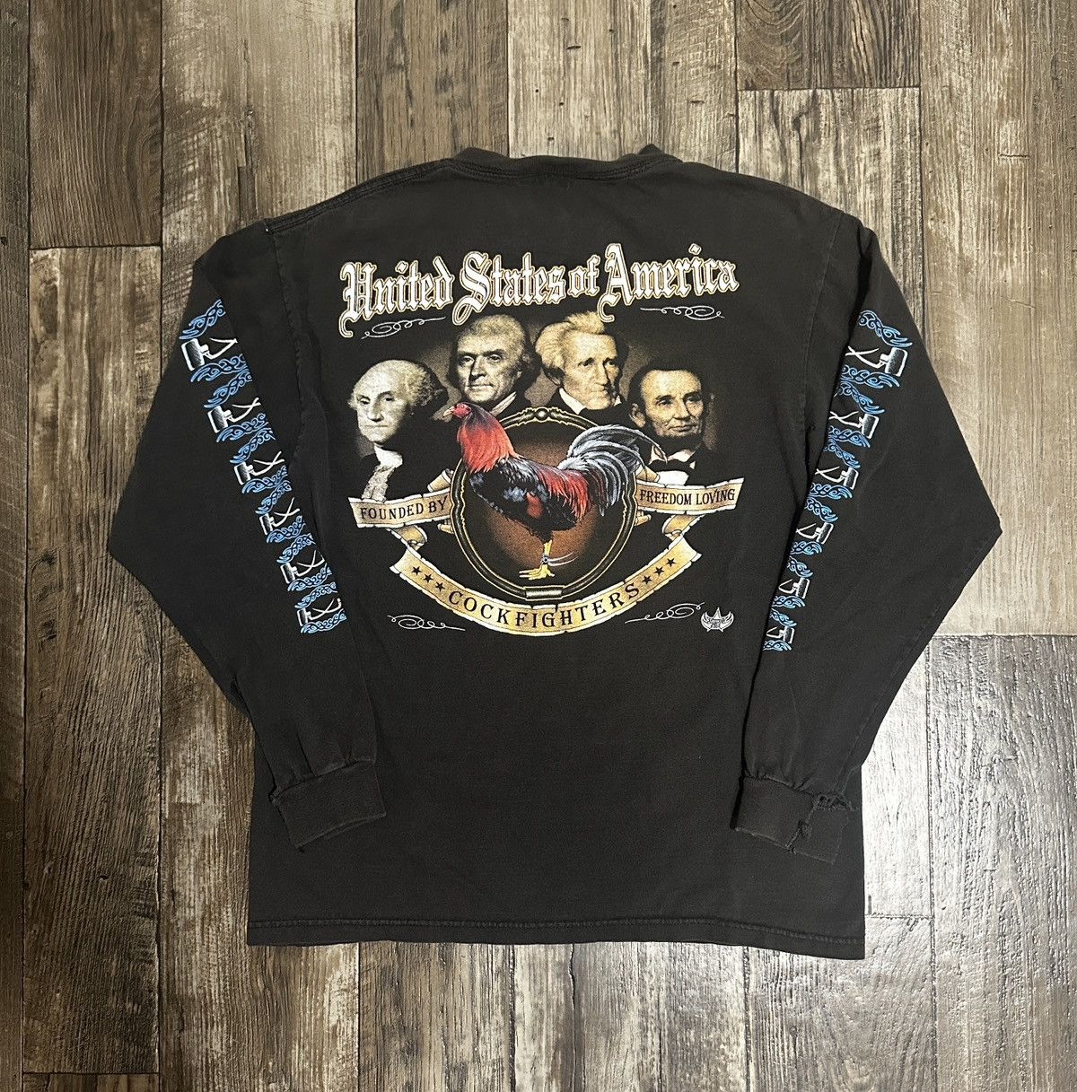 Vintage Vintage 90s Faded/Distressed Cockfighting LS Tee Size US M / EU 48-50 / 2 - 2 Thumbnail