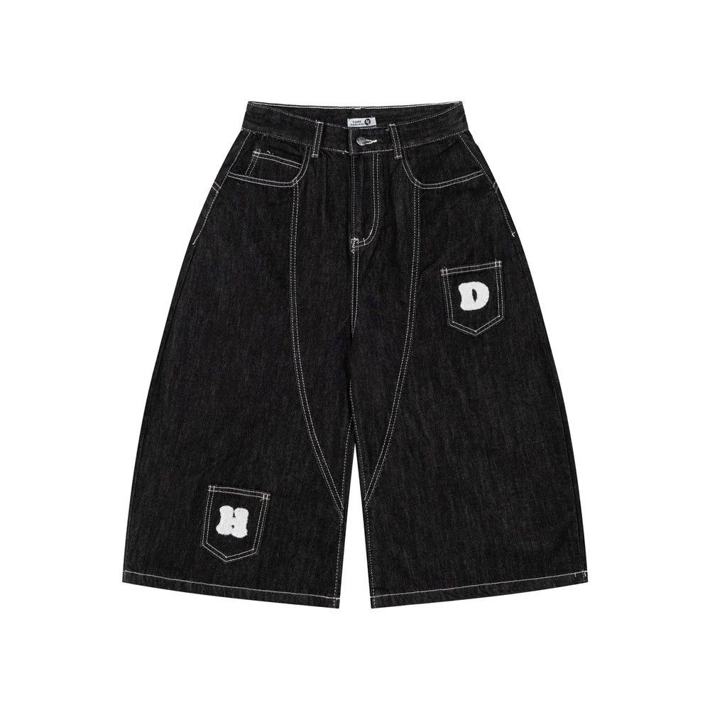 Jean Men's pocket embroidery patchwork machete denim shorts Size US 32 / EU 48 - 1 Thumbnail