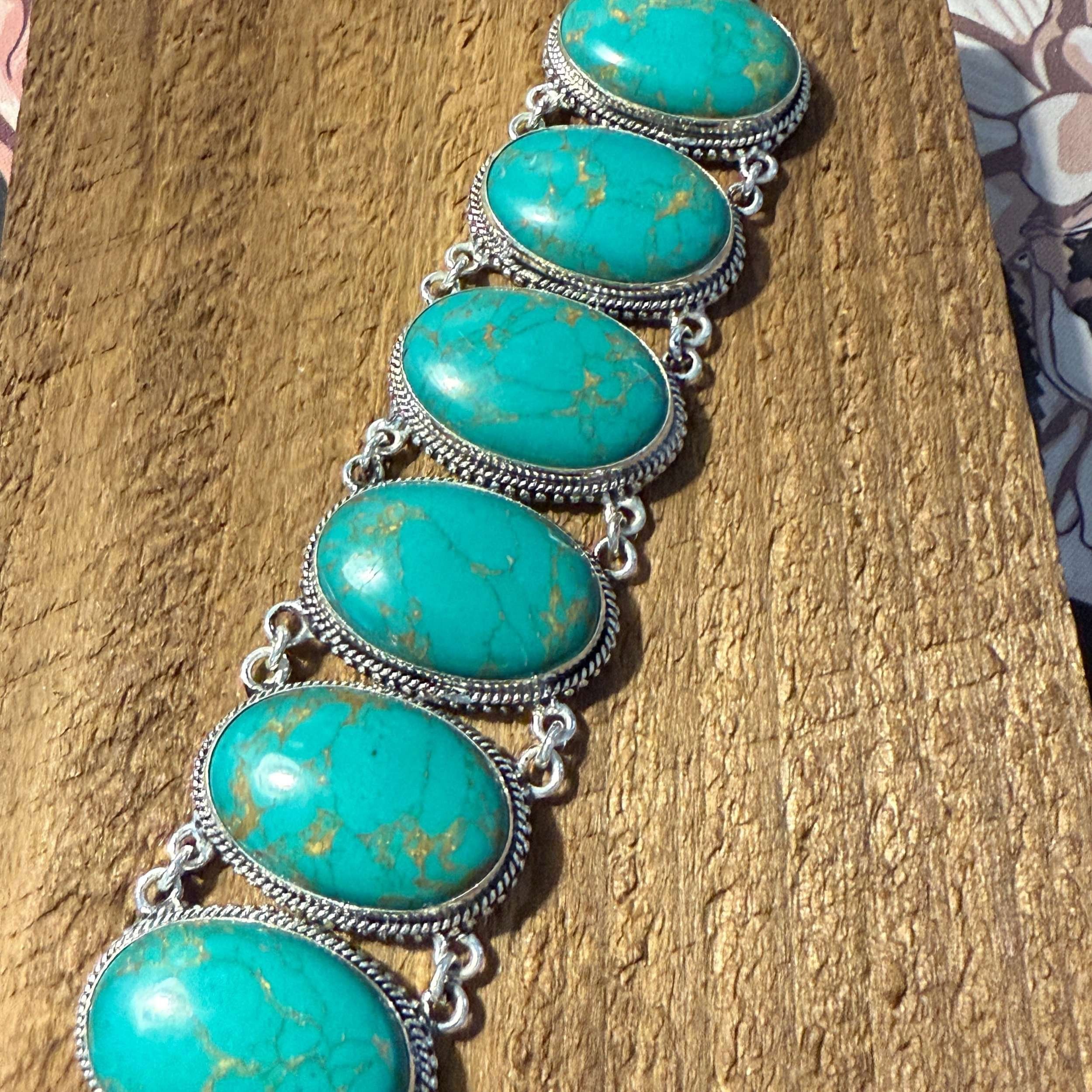 Other Copper Turquoise Sterling Silver Link Bracelet Gift Box Size ONE SIZE - 8 Thumbnail