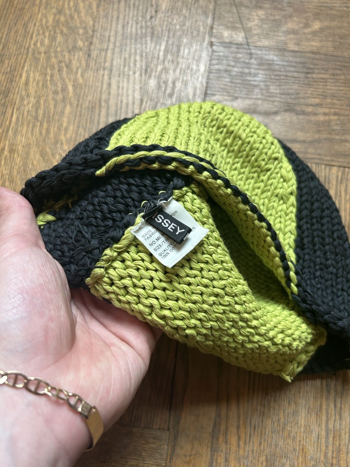 Issey Miyake 90s Chunky Hand Knit beanie Size ONE SIZE - 2 Thumbnail