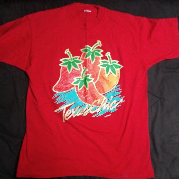 Vintage Vintage 90s Texas Chic Chili Peppers T-Shirt Size US L / EU 52-54 / 3 - 2 Thumbnail