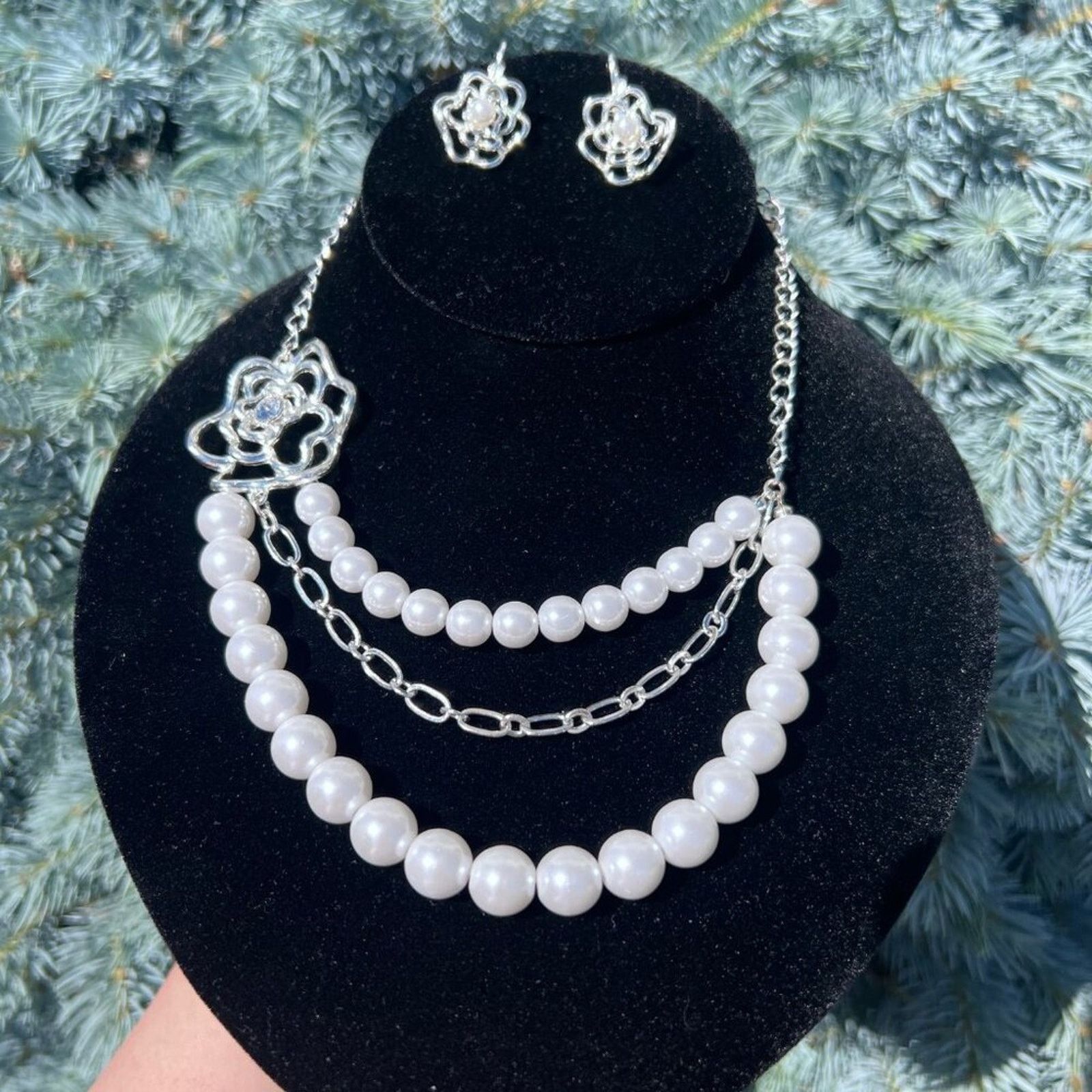 & Other Stories Set - Silvertone Earrings and Multi-Chain Necklace Size ONE SIZE - 1 Thumbnail