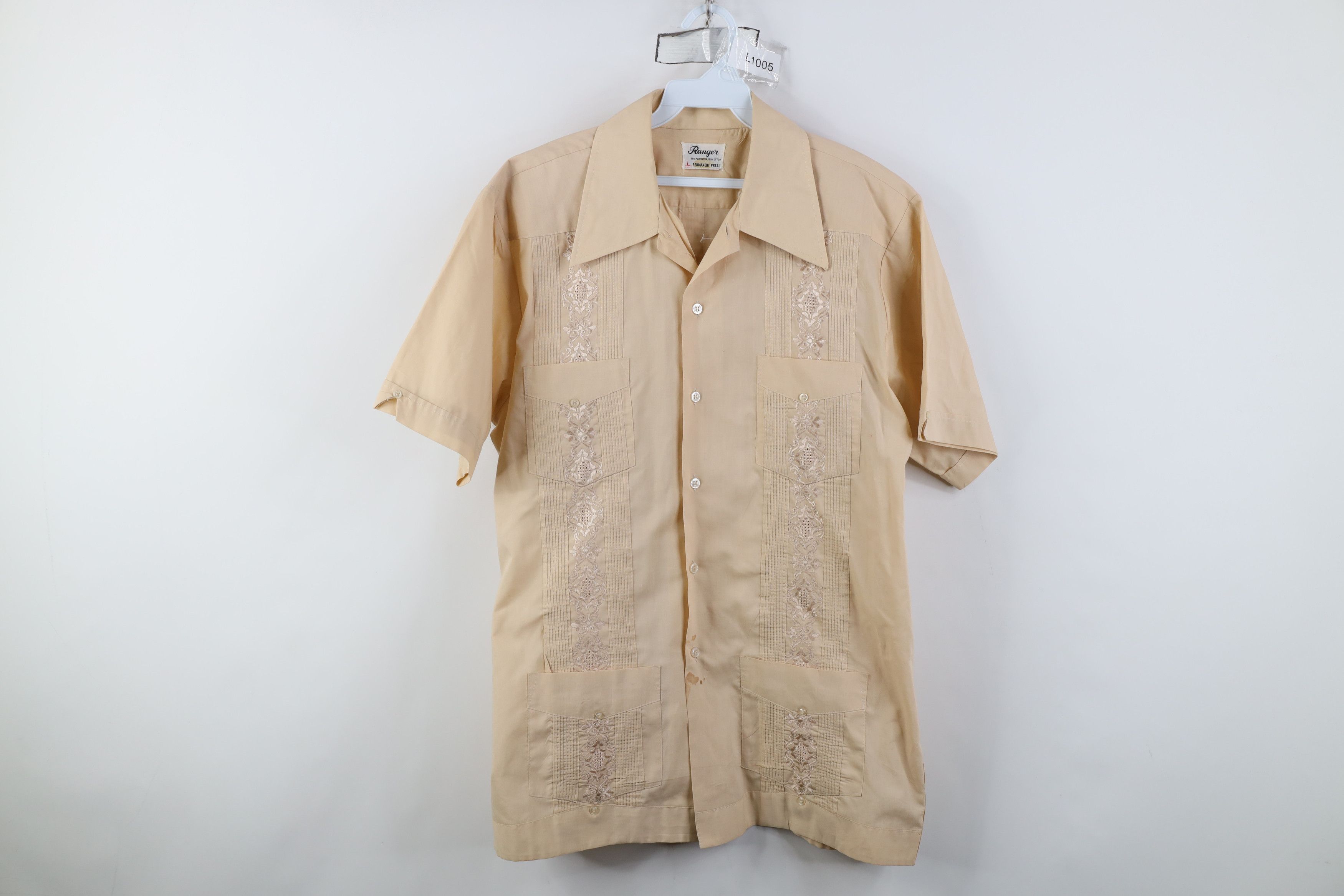 Vintage Vintage 60s 70s Rockabilly Guayabera Wedding Button Shirt Size US L / EU 52-54 / 3 - 1 Thumbnail