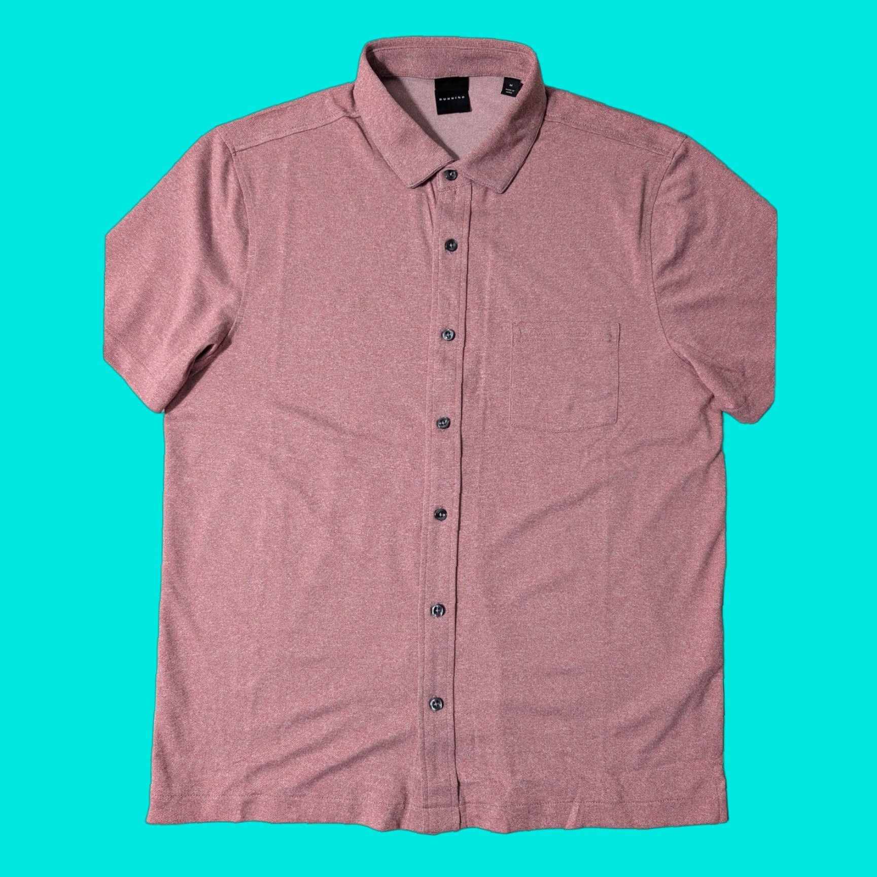 Pinko Dunning Button-Up Shirt Mens M Pink Short Sleeve Golf Pique Pocket Shirt Size US M / EU 48-50 / 2 - 1 Thumbnail