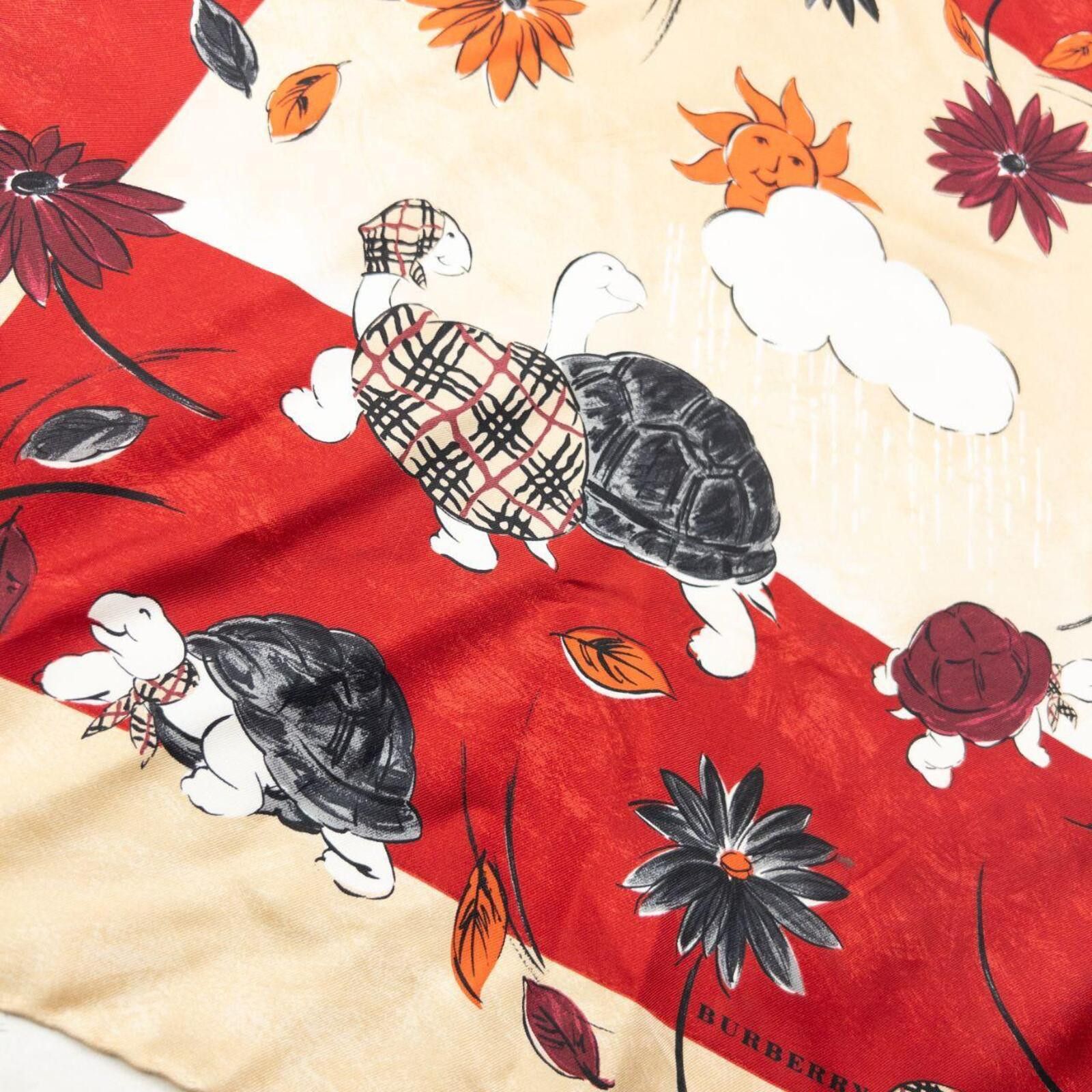 Burberry Vintage 2000s Burberry Floral Turtle Print Silk Scarf Size ONE SIZE - 5 Thumbnail