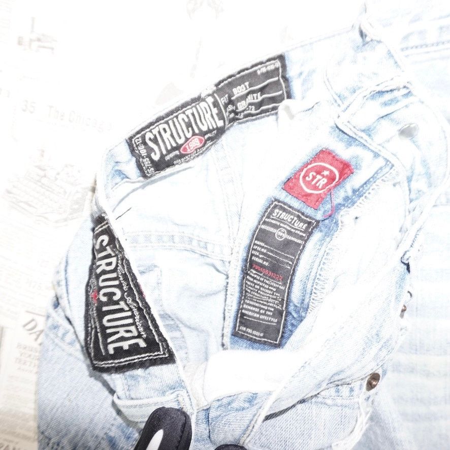 Structure Vintage Y2K structure denim jeans workwear 2000s faded pants Size US 32 / EU 48 - 3 Thumbnail