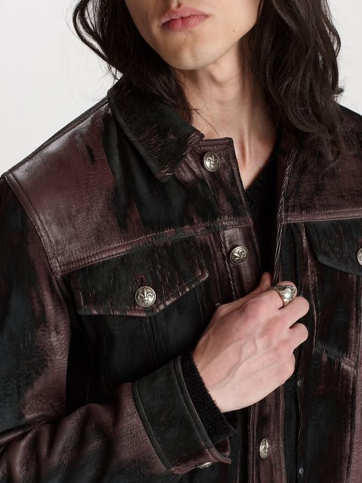 John Varvatos Leather trucker jacket EU 58x USA 48x Size US XXL / EU 58 / 5 - 4 Thumbnail