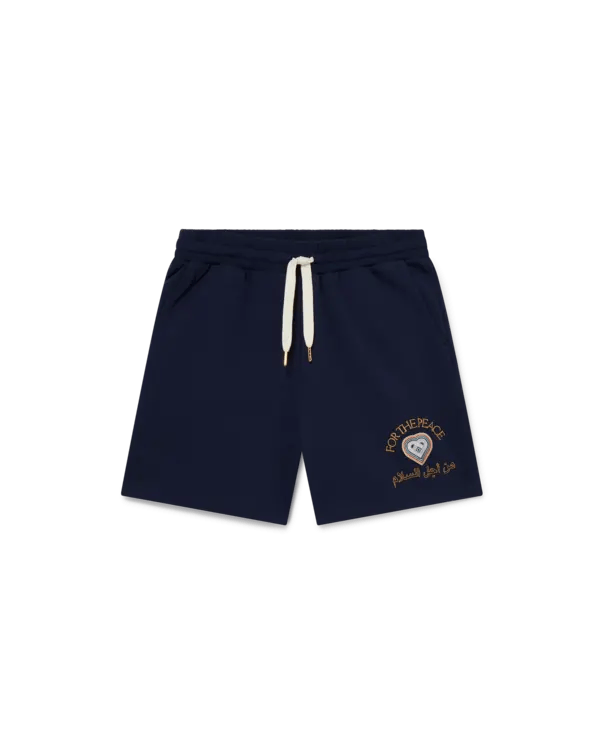Casablanca o1mle0326 Embroidered Sweatshort For The Peace in Navy Blue Size US 40 / EU 56 - 1 Thumbnail