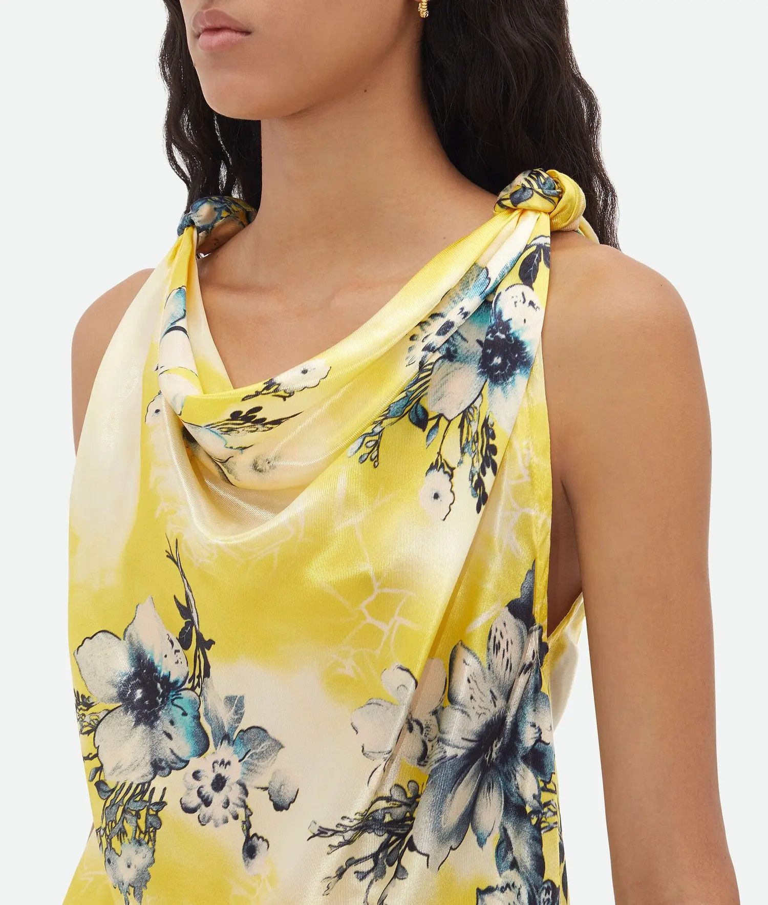 Bottega Veneta o1bcso1str0725 Floral Cupro Midi Dress in Multicolor Size M / US 6-8 / IT 42-44 - 4 Thumbnail
