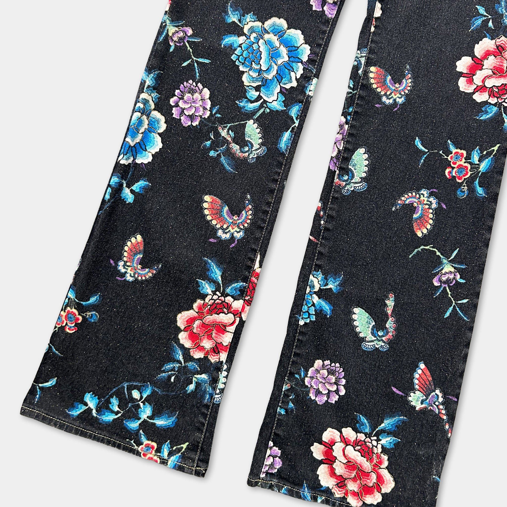Just Cavalli Just Cavalli Floral Glitter Flare Pants Size 26" / US 2 / IT 38 - 2 Thumbnail