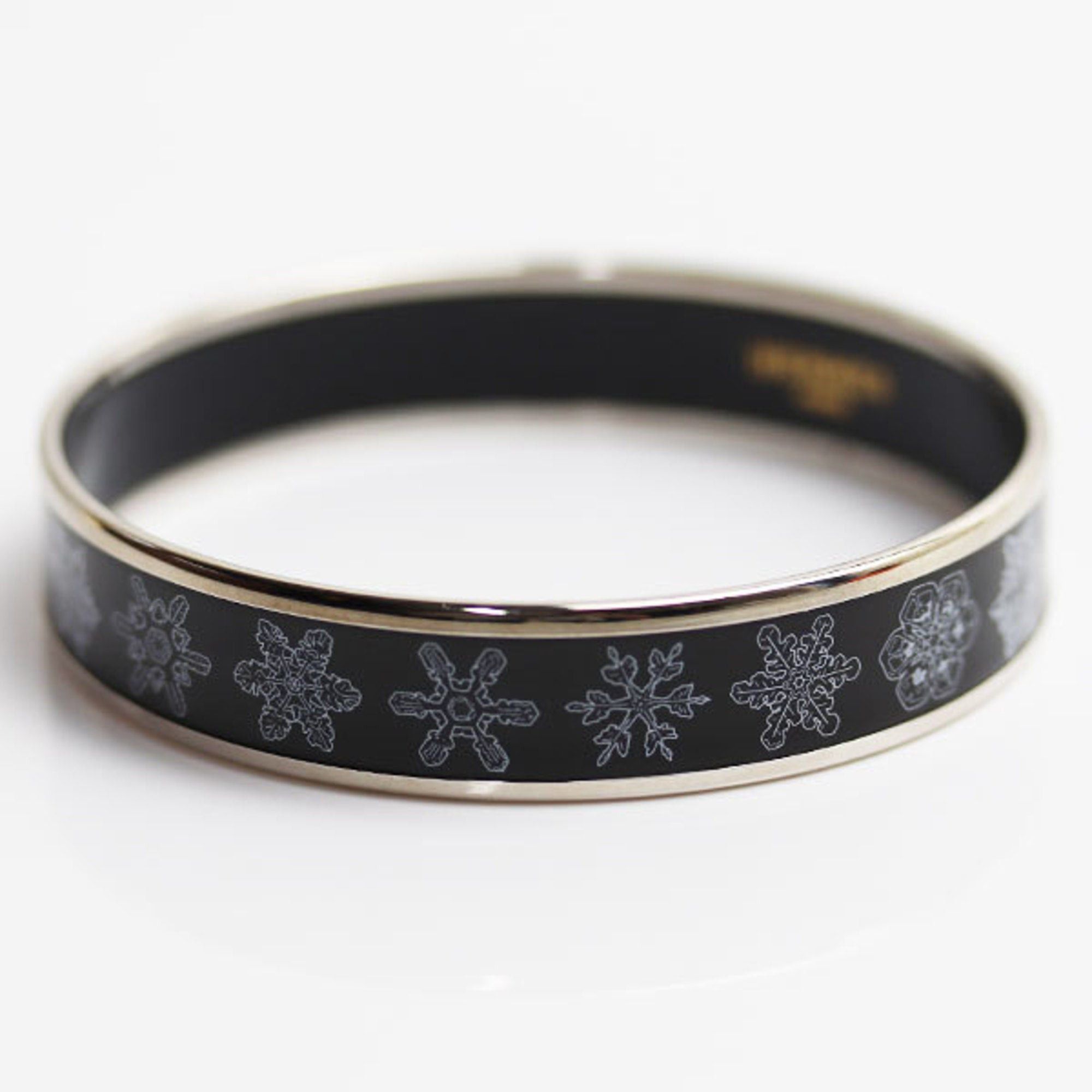 image of Hermes Bangle Enamel Gm Bracelet Snowflake in Black, Women's