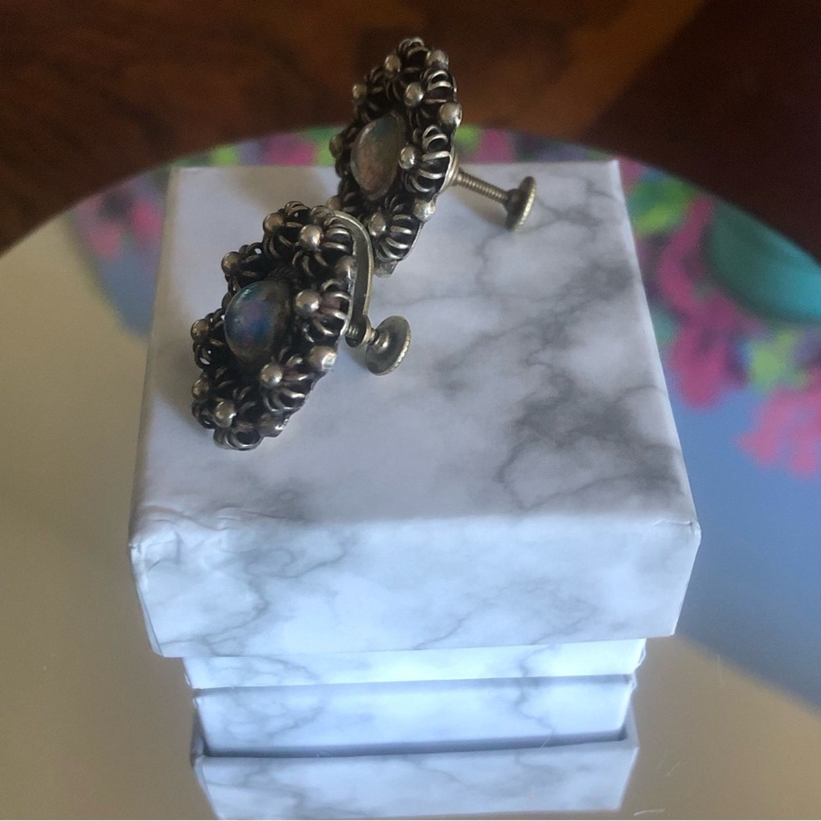 Jewelry Antique genuine opal 800 Mexican silver earrings Size ONE SIZE - 3 Thumbnail