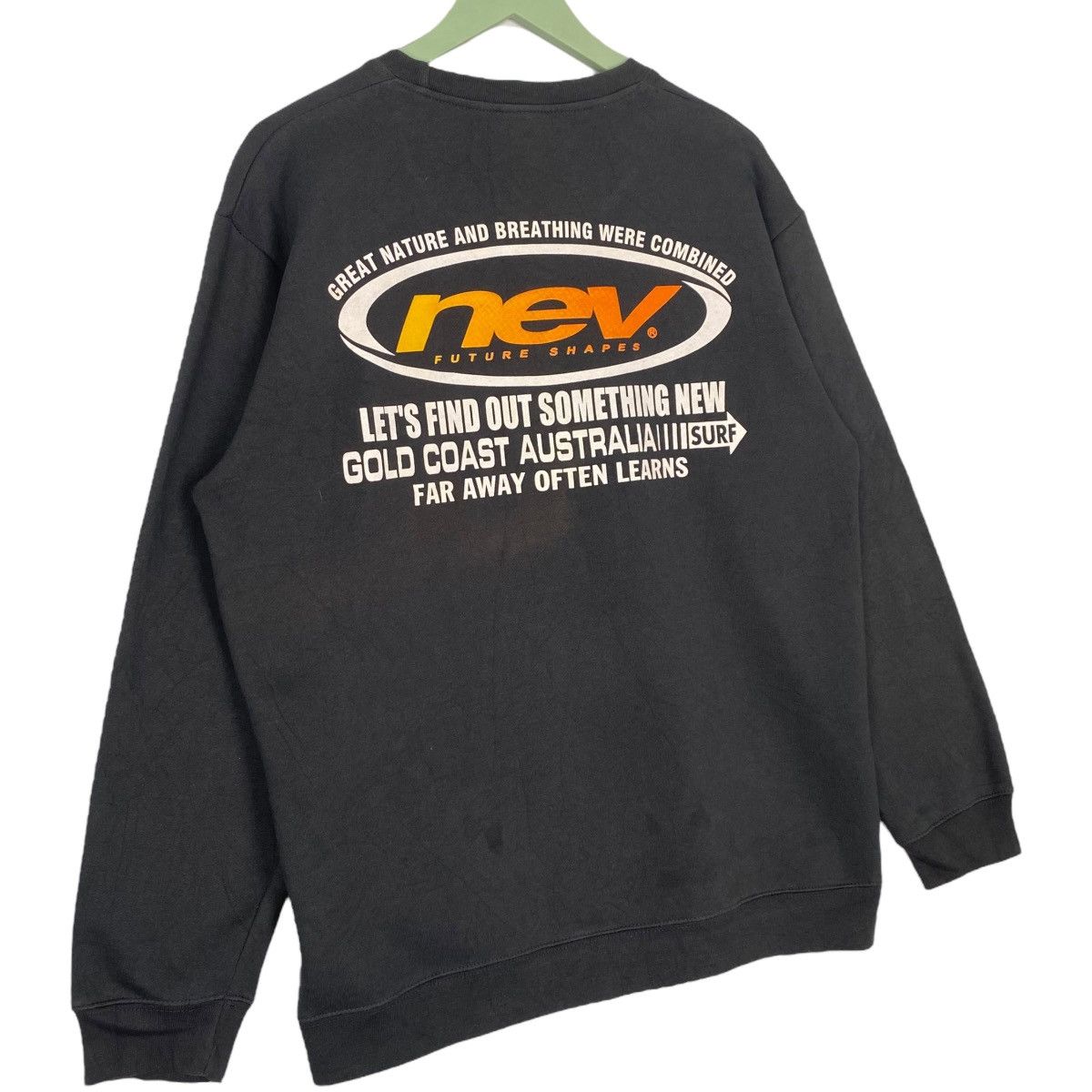 Vintage Vintage NEV Surfboard Sweatshirt Crewneck Black Size LL Size US L / EU 52-54 / 3 - 3 Thumbnail