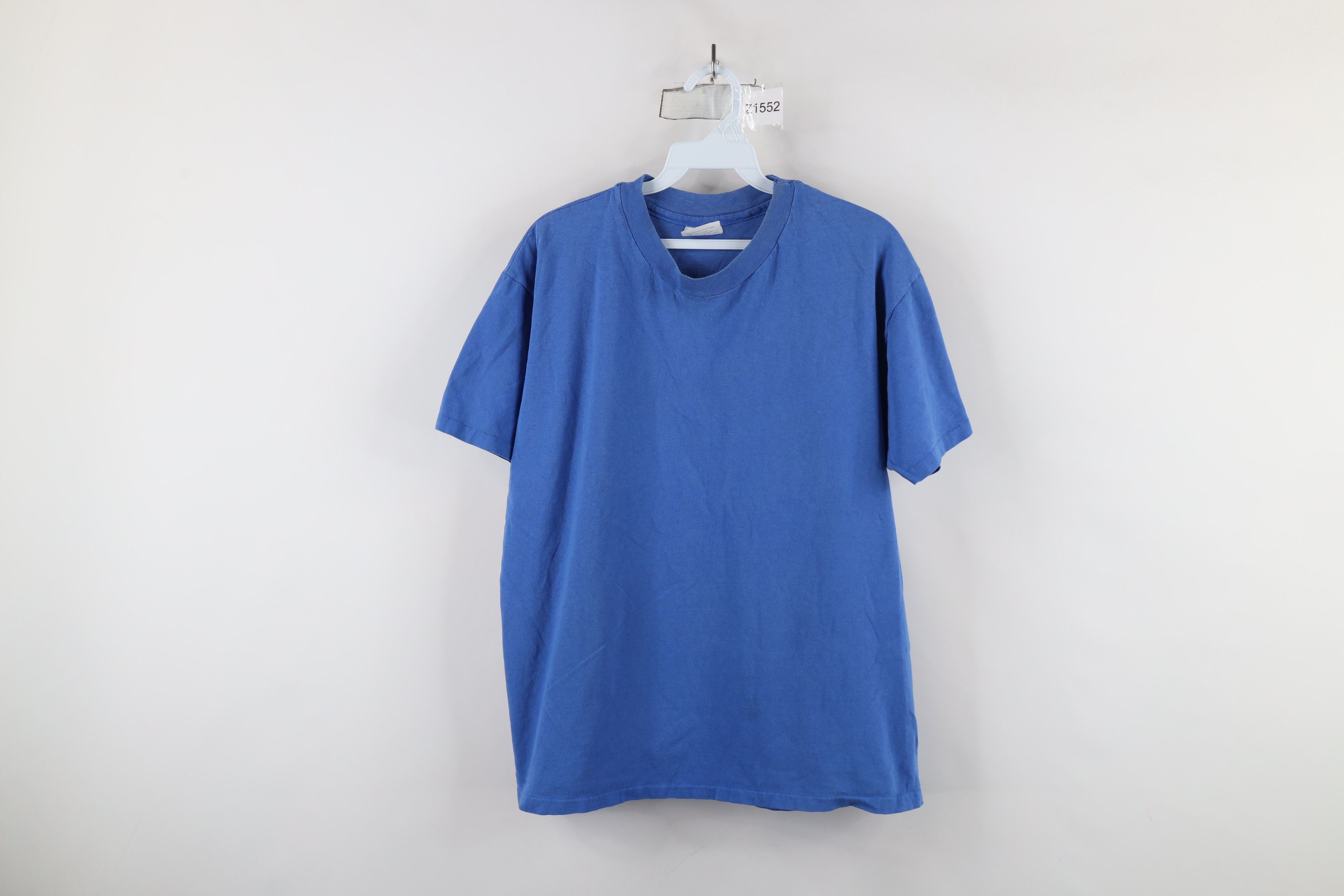 Hanes × Vintage Vintage 80s 90s Hanes Beefy Blank Cotton T-Shirt Blue USA Size US L / EU 52-54 / 3 - 1 Thumbnail