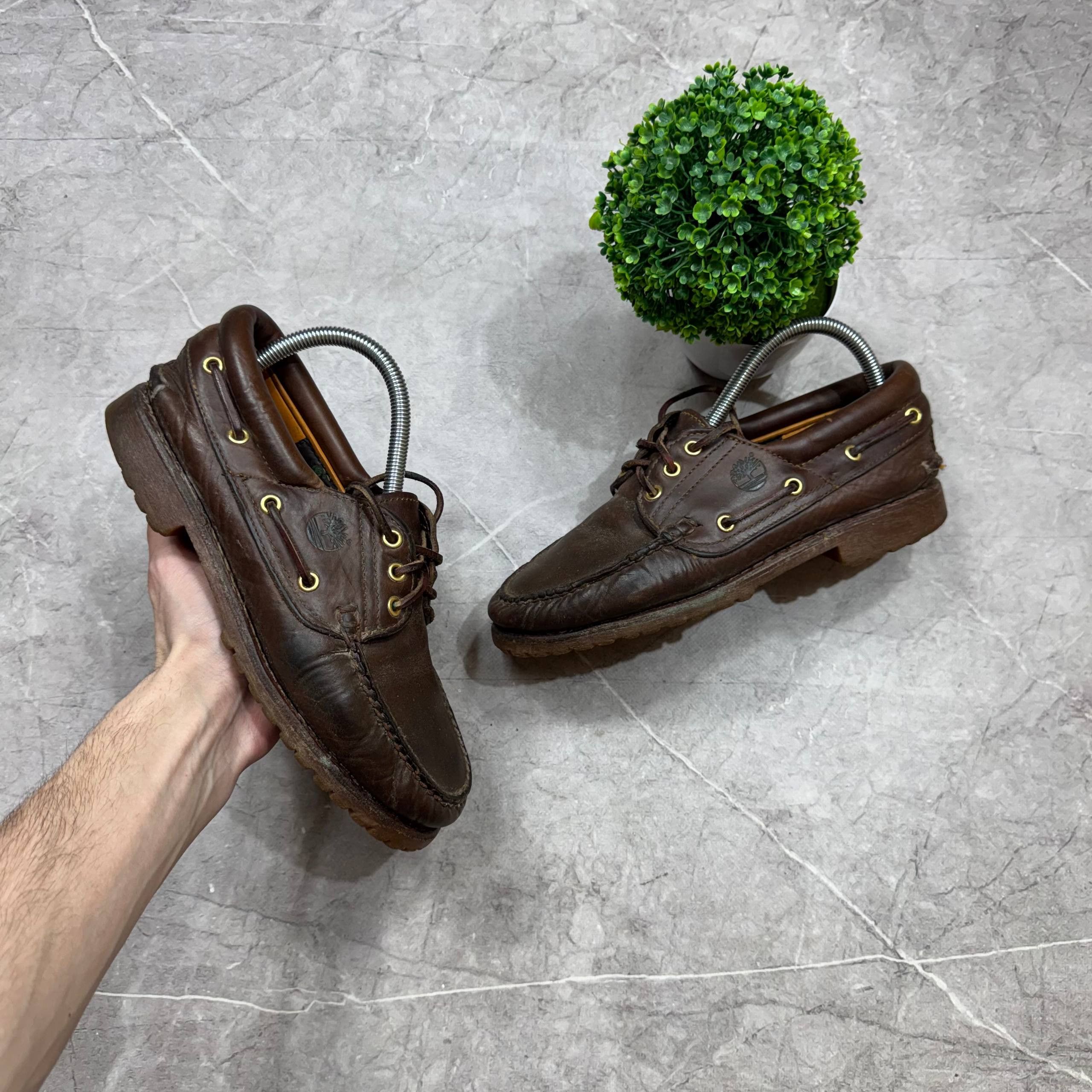 Timberland Vintage 90s Timberland Brown Leather Loafers Size 7W Size US 7 / EU 40 - 1 Thumbnail