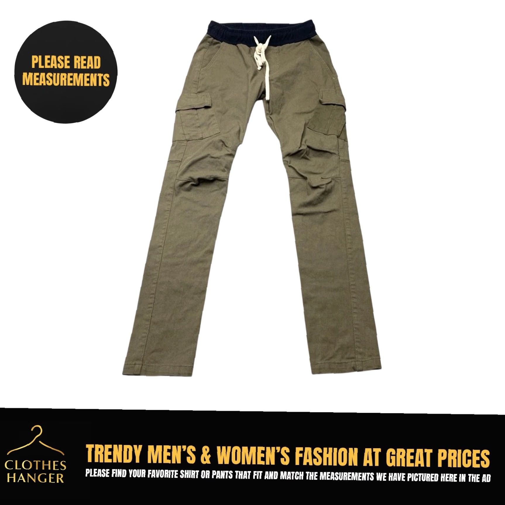 MNML MNML Pants Mens Small Olive Green Cargo Drawstring Utility Snap Pockets/Ankle Size US 29 - 2 Thumbnail