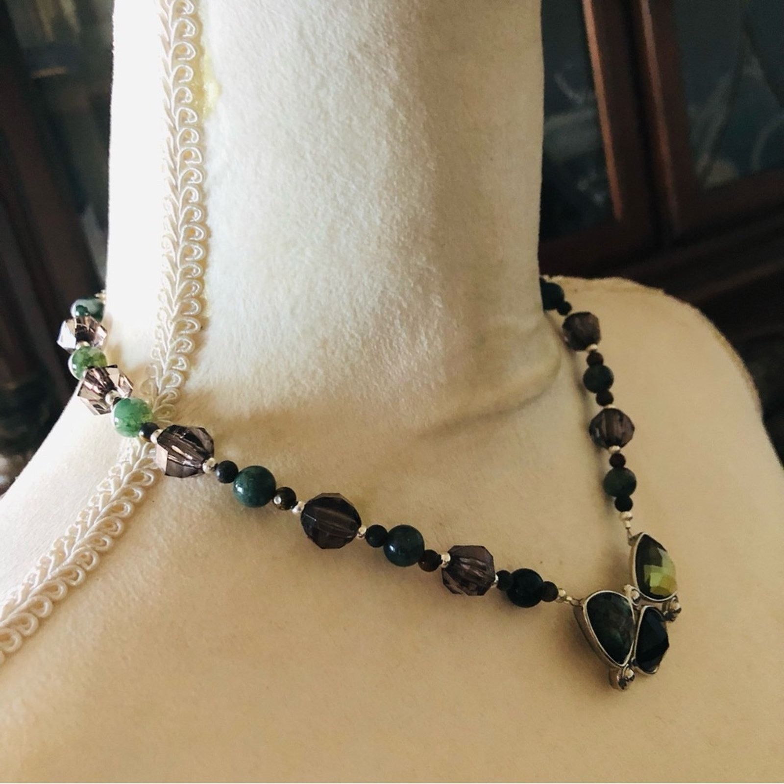 Handmade Handcrafted faceted pendant agate and jasper stone necklac Size ONE SIZE - 3 Thumbnail