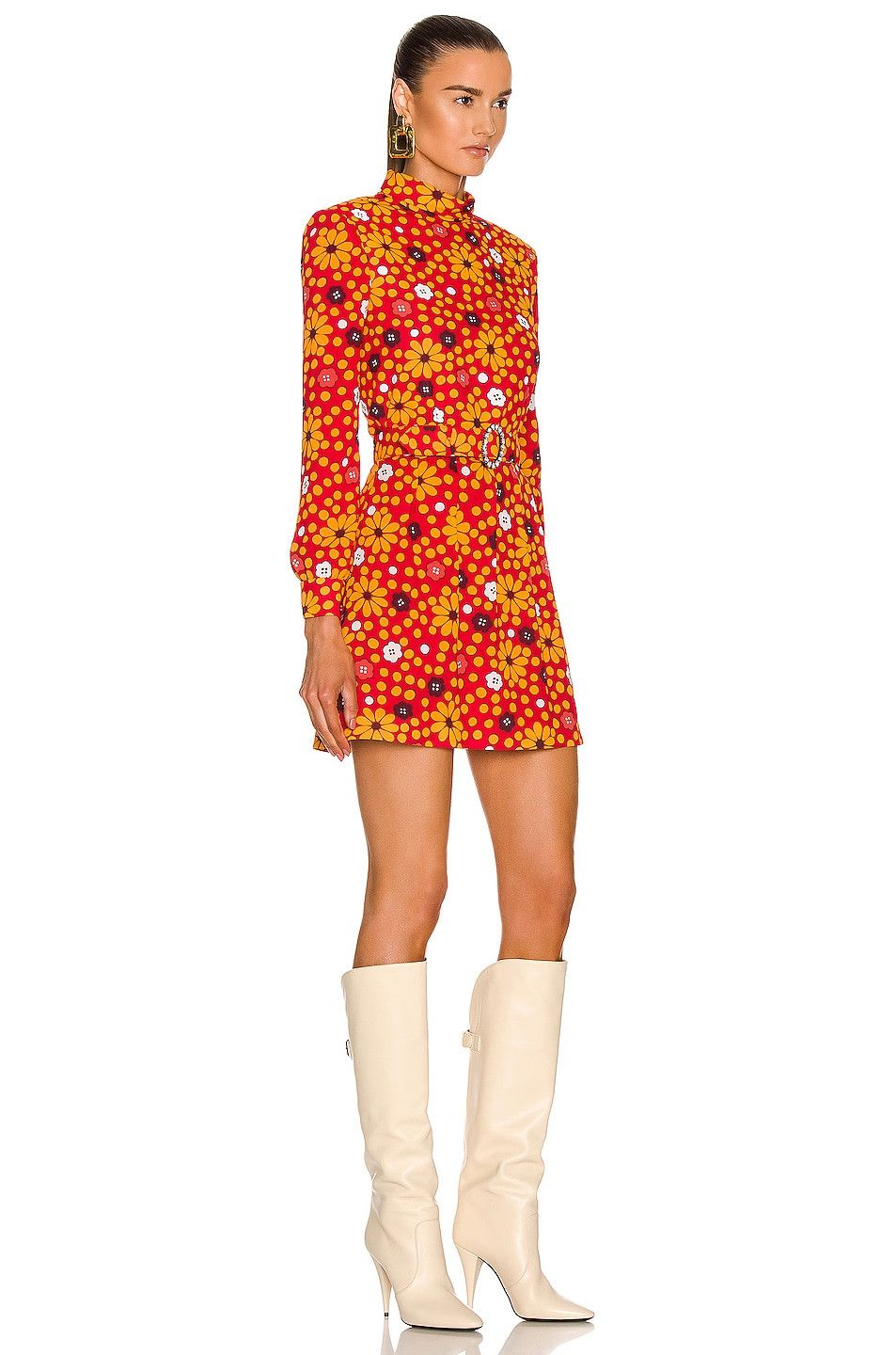 Saint Laurent Paris o1bcso1str1125 Robe Crepe Viscose Margueriete in Multicolor Size S / US 4 / IT 40 - 3 Thumbnail
