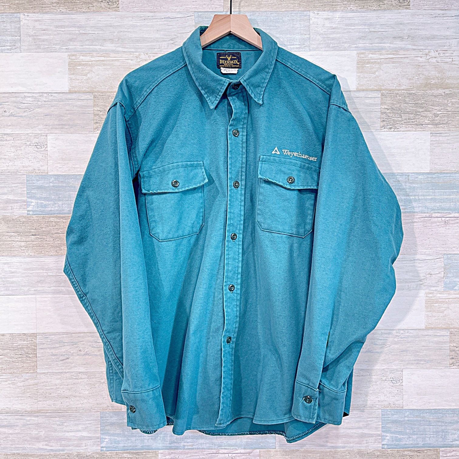 Woolrich Woolen Mills Weyerhaeuser Vintage USA Made Chamois Shirt Blue Mens XXL Size US XL / EU 56 / 4 - 1 Thumbnail
