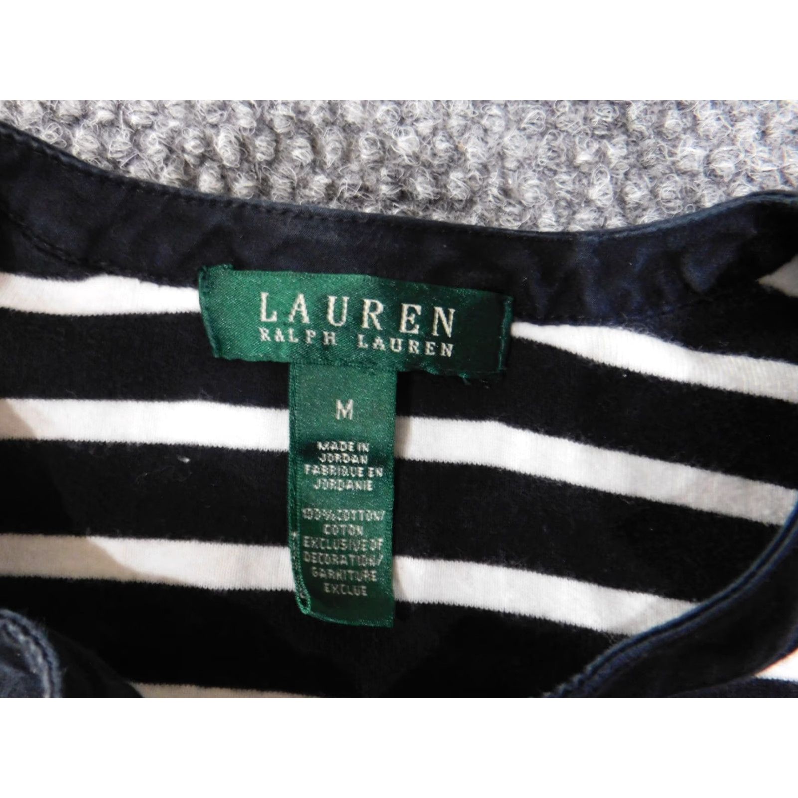 Ralph Lauren Lauren Ralph Lauren Blouse Shirt Knit Cotton Zip Long Sleeve Black Striped M Womens Regular Modern Basic Casual Size M / US 6-8 / IT 42-44 - 4 Thumbnail