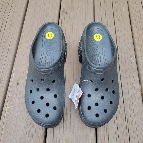 Crocs Crocs Comfort Siren Studded Black TPU Chunky Platform Heeled Size US 13 / EU 46 - 5 Thumbnail