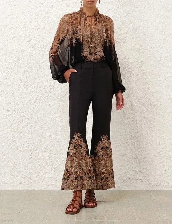 Zimmermann oc11z0226 Dawning Placed Paisley Pants In Multicolor Size 28" / US 6 / IT 42 - 2 Thumbnail