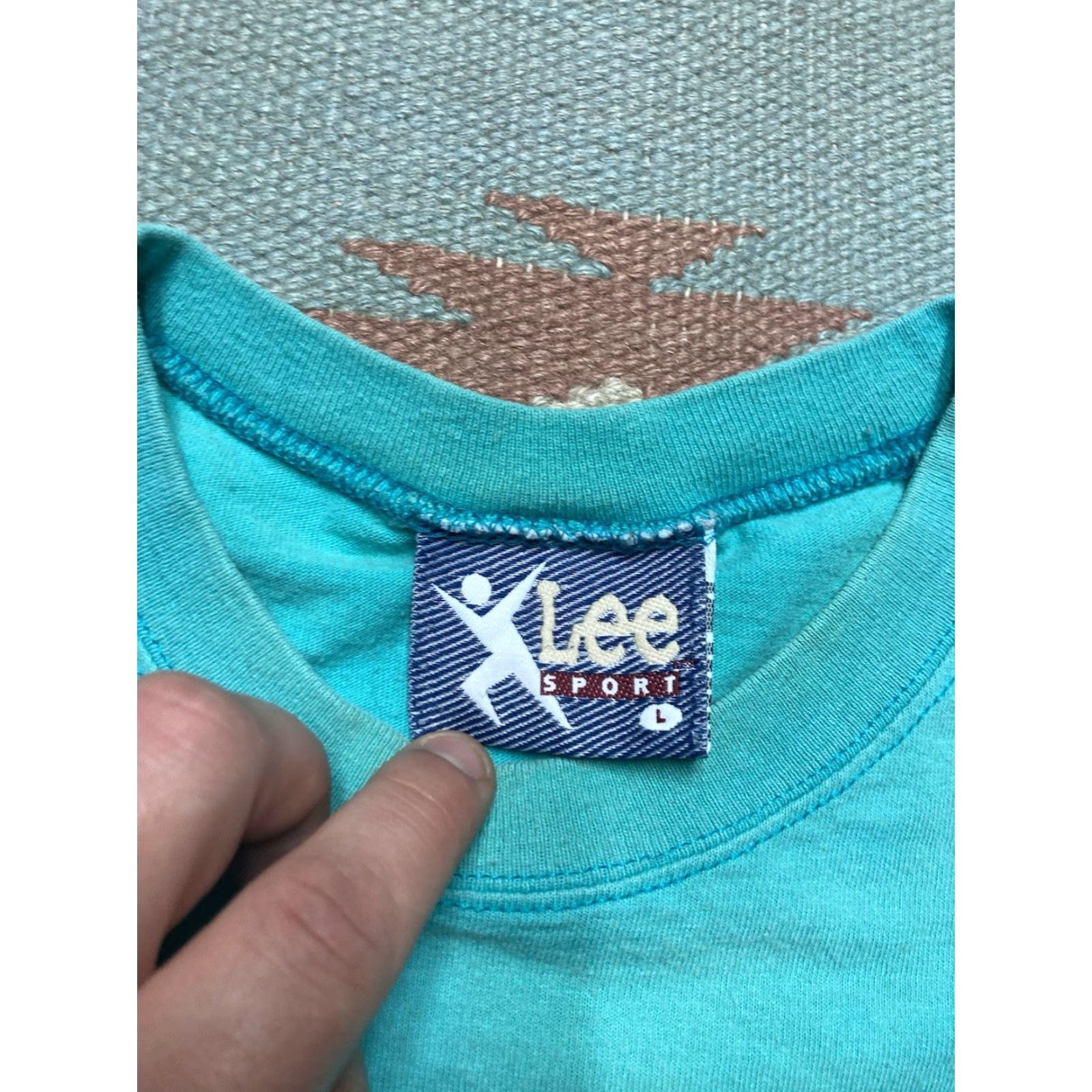 Lee VINTAGE 90s Lee Sport Blank T Shirt Teal Blue USA Made Men’s Boxy Large Shirt Mens L Blue 90s Lee Sport T-Shirt Size US L / EU 52-54 / 3 - 7 Thumbnail