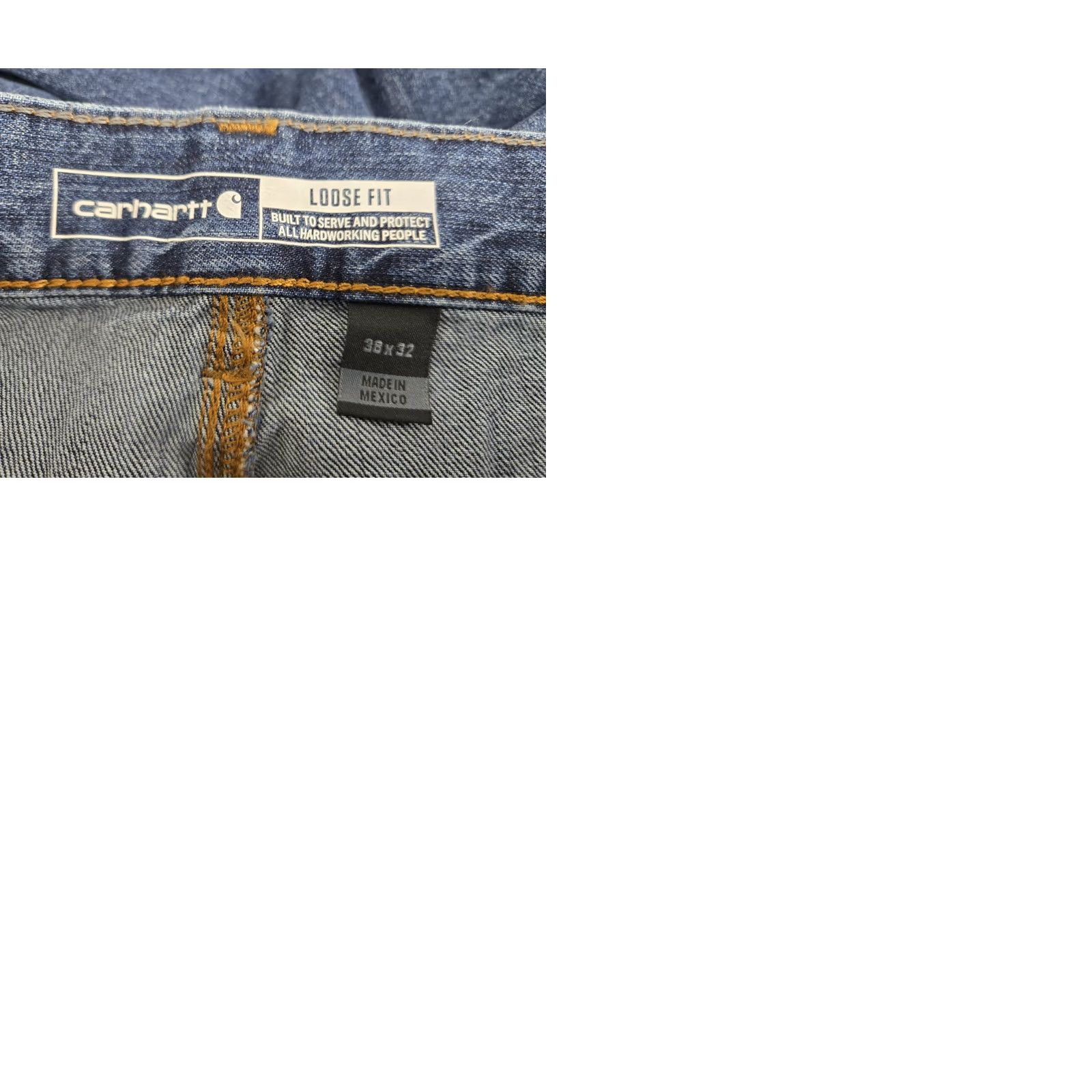 Carhartt Carhartt Jeans Men 38x32 Blue Denim Loose Fit Dark Wash double knee 104944-H45 Size US 38 / EU 54 - 9 Thumbnail