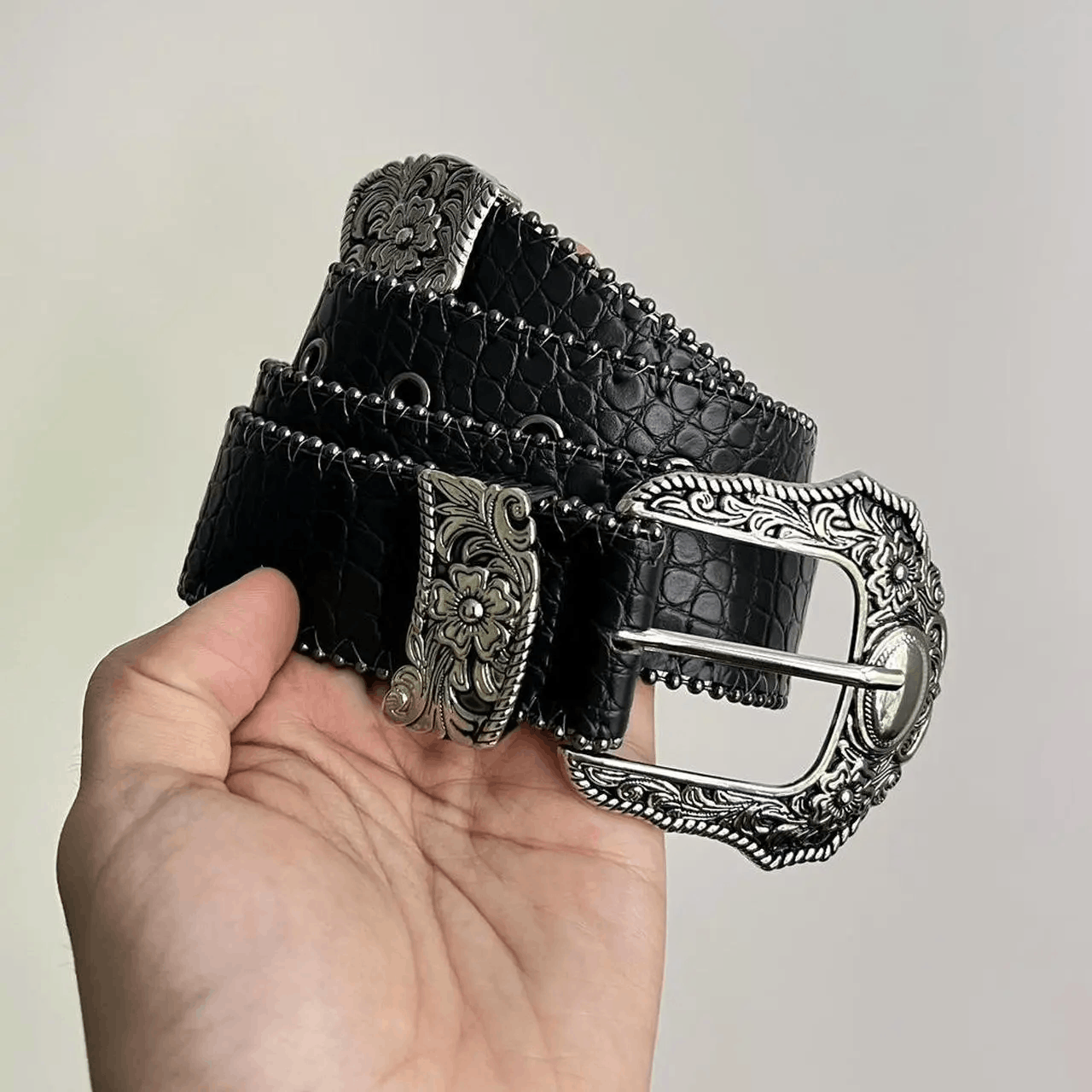 Cowboy Equipment vintage style american western silver snakeskin boho belt Size ONE SIZE - 5 Thumbnail